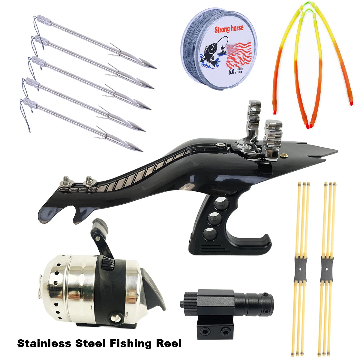 Outdoor slingshot set, precise outdoor jungle hunting catapult, including fishing wheel, ideal kit for outdoor fishing